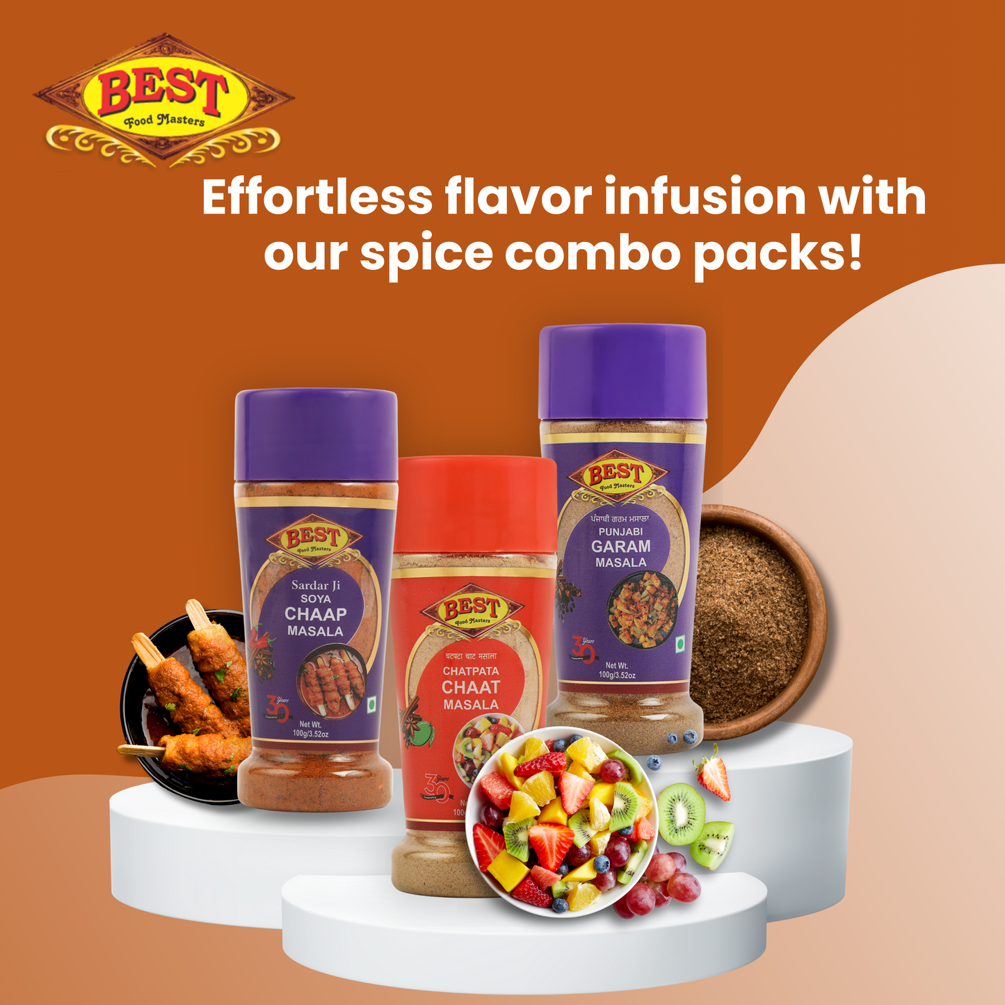 Combo Of (Sardar Ji Soya Chap Masala 100g And  Punjabi Garam Masala 100g And Chatpata Chat Masala Free 100g)