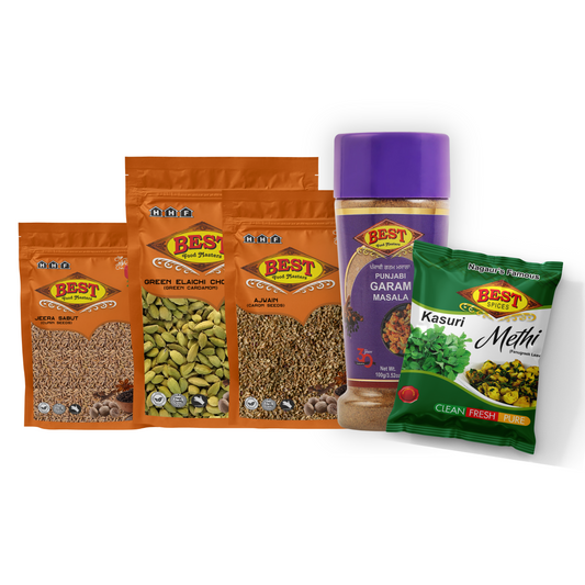 Combo Of ( Punjabi Garam Masala 100g And Jeera 100g And Ajwain 50g And Choti Elachi 25g And Kasuri Methi 25g)