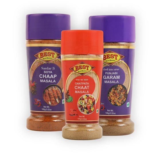 Combo Of (Sardar Ji Soya Chap Masala 100g And  Punjabi Garam Masala 100g And Chatpata Chat Masala Free 100g)